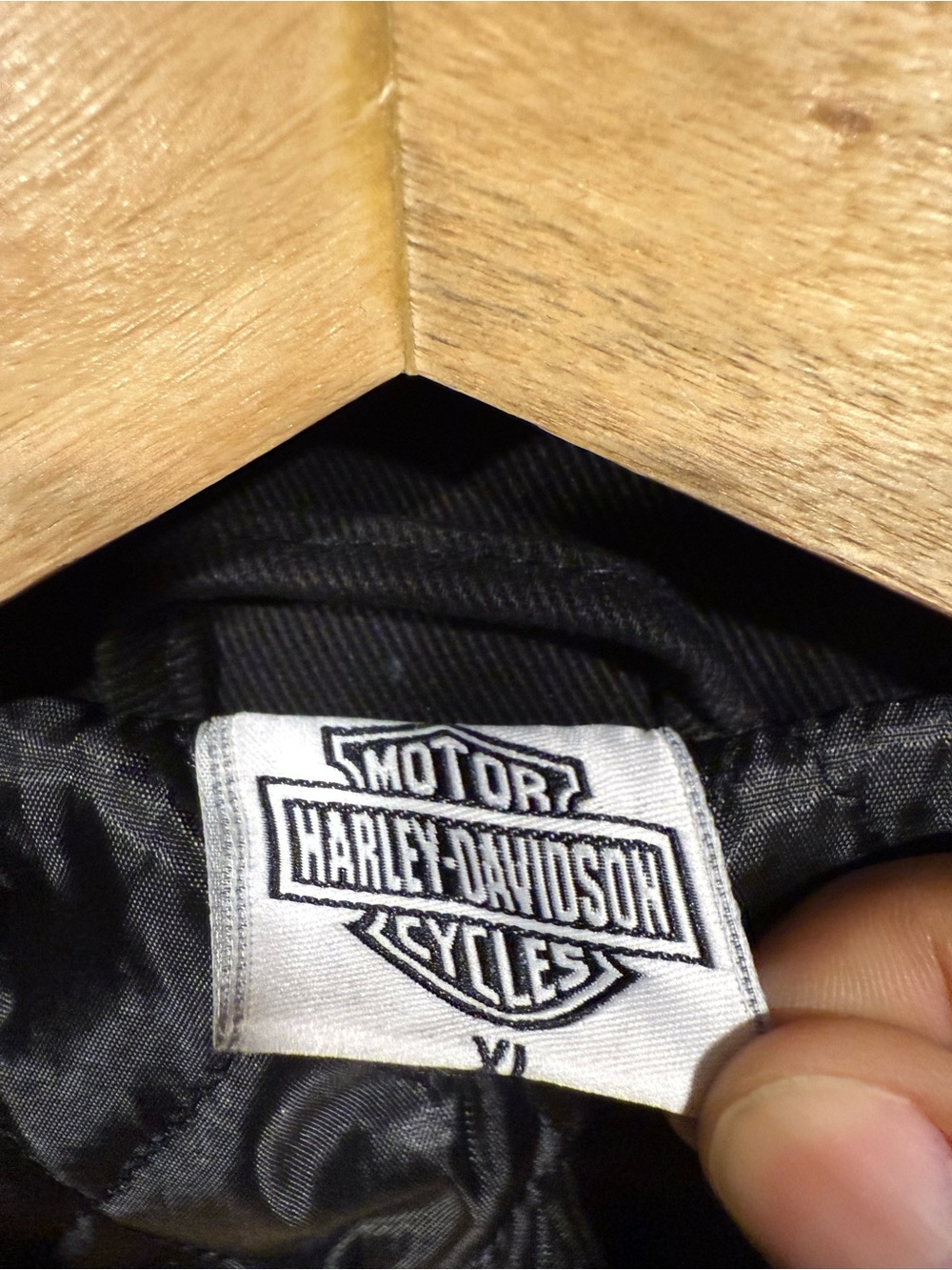 Harley-Davidson inspired motorcycle denim racing Jacket script Logo Accents NWOT image 7